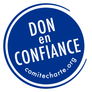 Rond bleu avec texte blanc à l'intérieur : don en confiance.